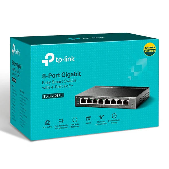 TP Link 8-Port Gigabit Easy Smart Switch with 4-Port PoE+ | TL-SG108PE