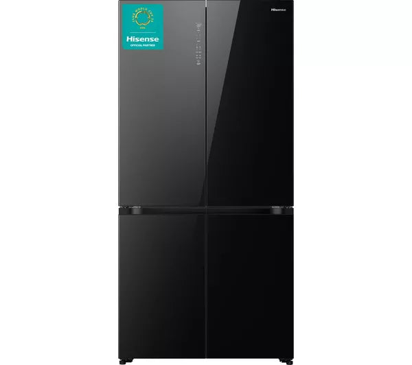 Hisense KitchenFit American Style Fridge Freezer - Black Glass | RQ768N4GBE
