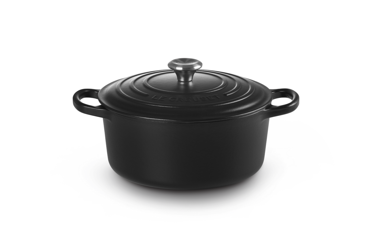 Le Creuset Signature 22cm Cast Iron Round Casserole - Satin Black | 21177220002430