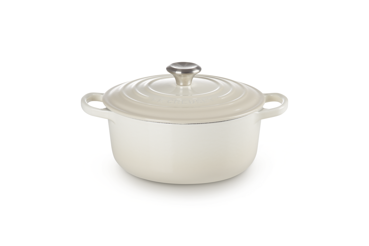 Le Creuset Signature 20cm Cast Iron Round Casserole - Meringue | 21177207164430