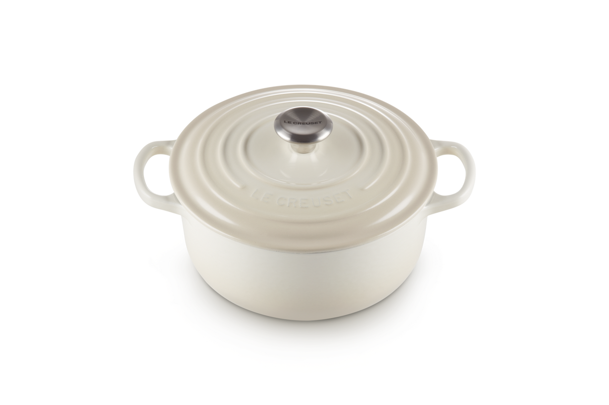 Le Creuset Signature 20cm Cast Iron Round Casserole - Meringue | 21177207164430