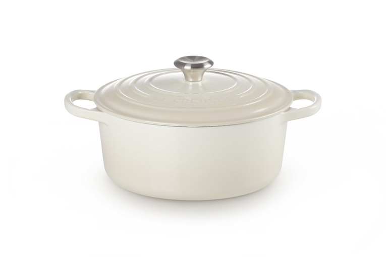 Le Creuset Signature 26cm Cast Iron Round Casserole - Meringue | 21177267164430