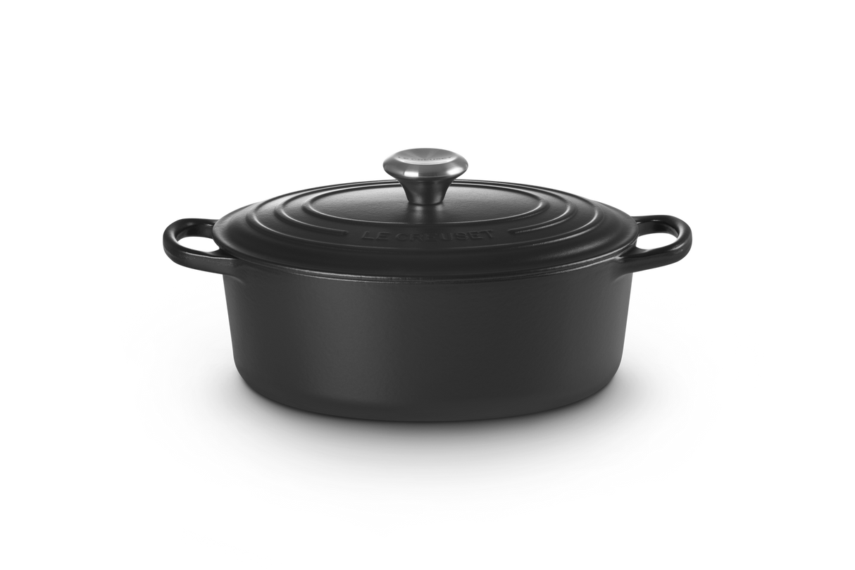 Le Creuset Signature 27cm Cast Iron Oval Casserole - Satin Black | 21178270002430