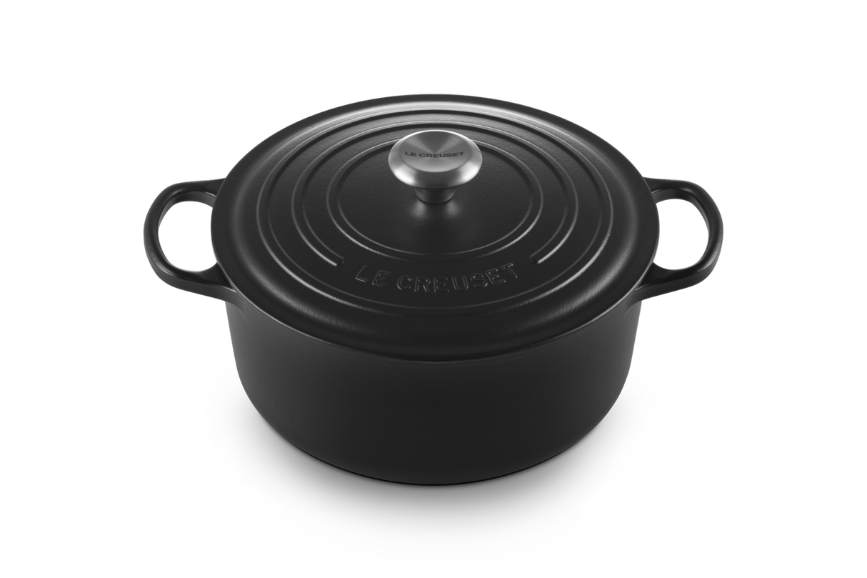 Le Creuset Signature 26cm Cast Iron Round Casserole - Satin Black | 21177260002430