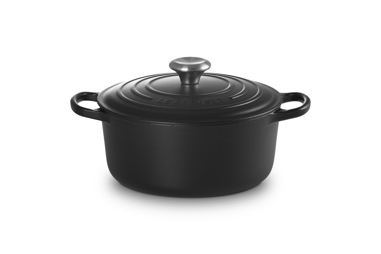 Le Creuset Signature 24cm Cast Iron Round Casserole - Satin Black | 21177240002430