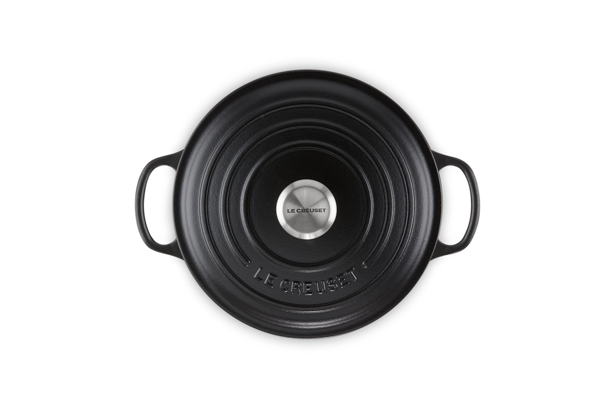 Le Creuset Signature 20cm Cast Iron Round Casserole - Satin Black | 21177200002430