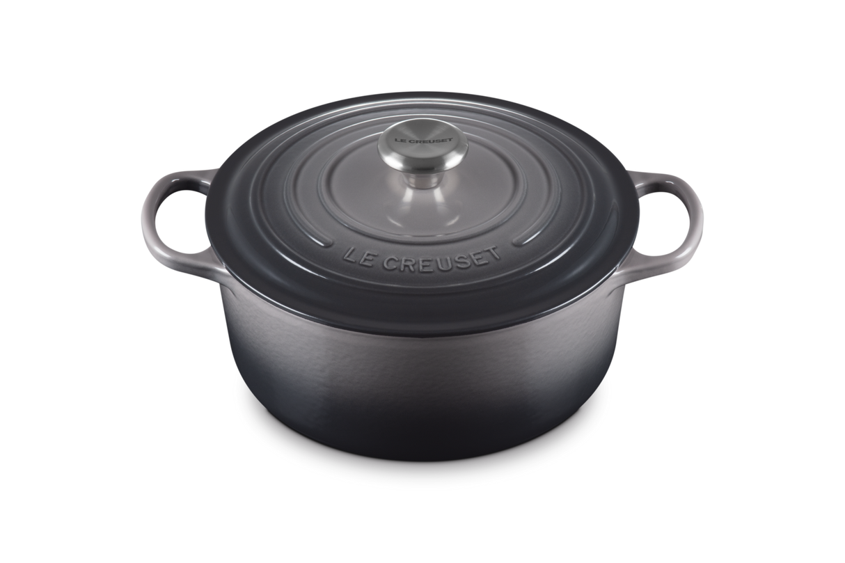 Le Creuset Signature 26cm Cast Iron Round Casserole - Flint | 21177264442430