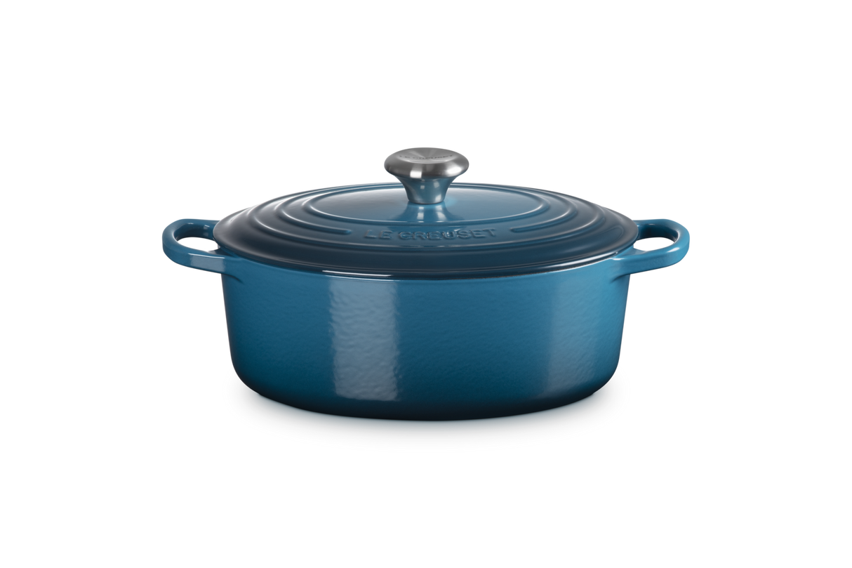 Le Creuset Signature 27cm Cast Iron Oval Casserole - Deep Teal | 21178276724430