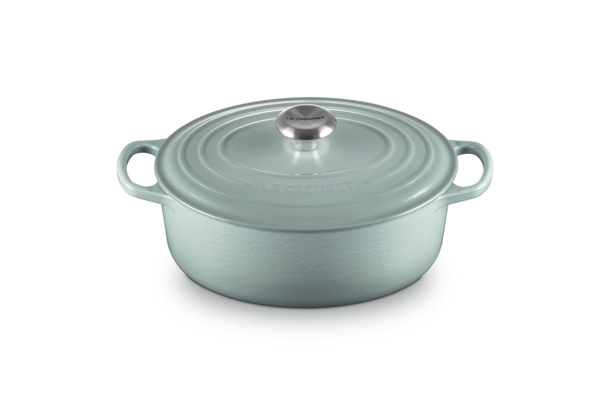 Le Creuset Signature 27cm Cast Iron Oval Casserole - Sea Salt | 21178277174430