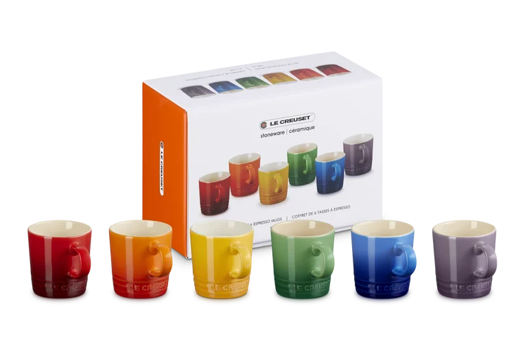 Le Creuset 320ml Stoneware Rainbow Set of 6 Espresso Mugs | 79114105219030