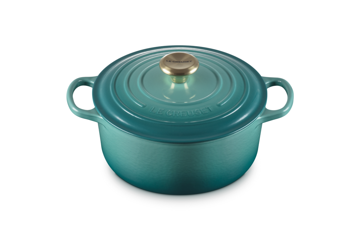 Le Creuset Signature 24cm Cast Iron Round Casserole - Bleu Riviera | 21177240994450