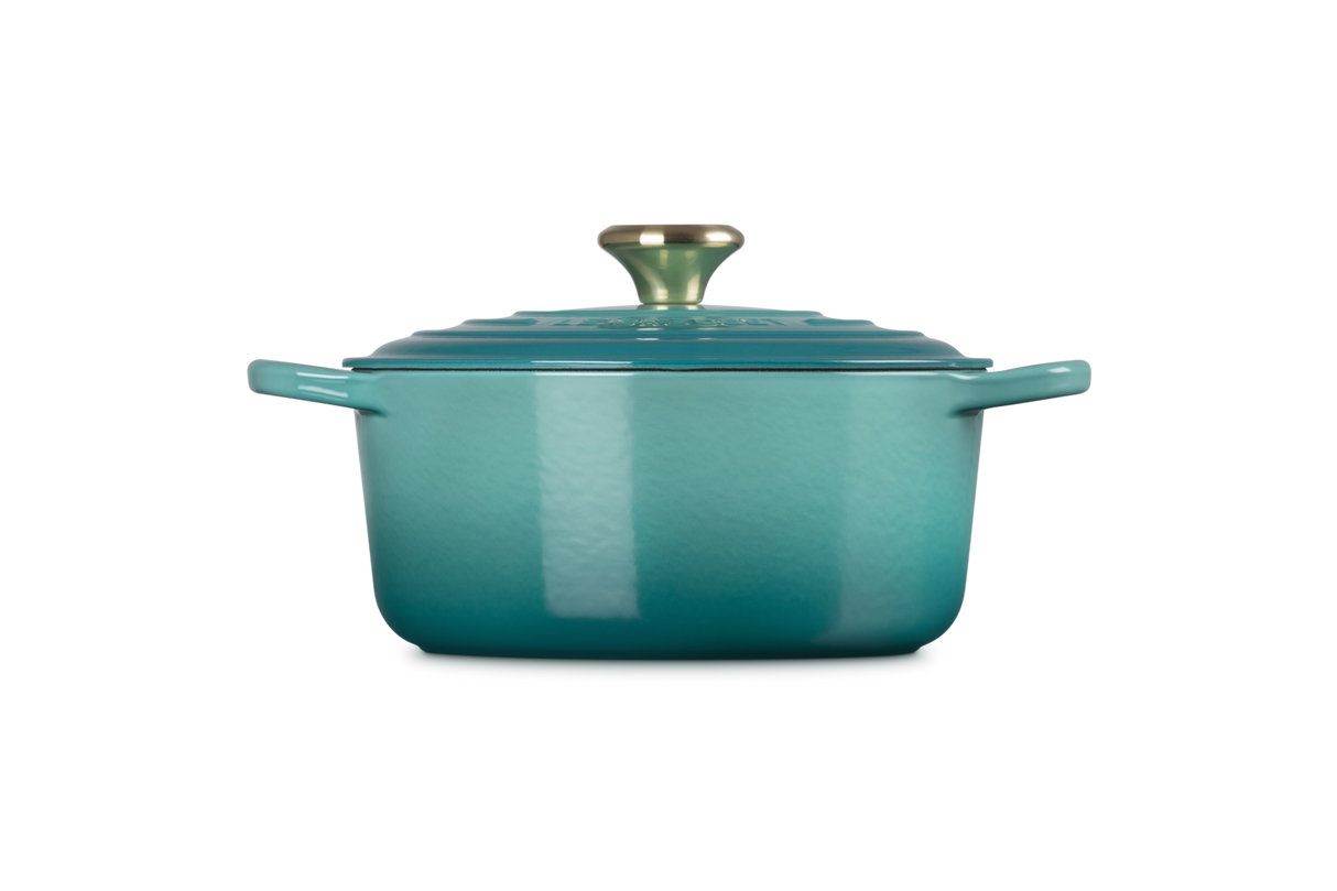 Le Creuset Signature 24cm Cast Iron Round Casserole - Bleu Riviera | 21177240994450