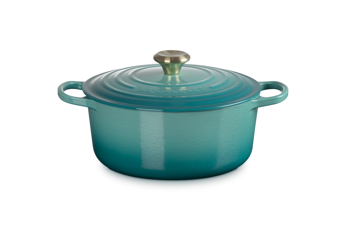 Le Creuset Signature 26cm Cast Iron Round Casserole - Bleu Riviera | 21177260994450