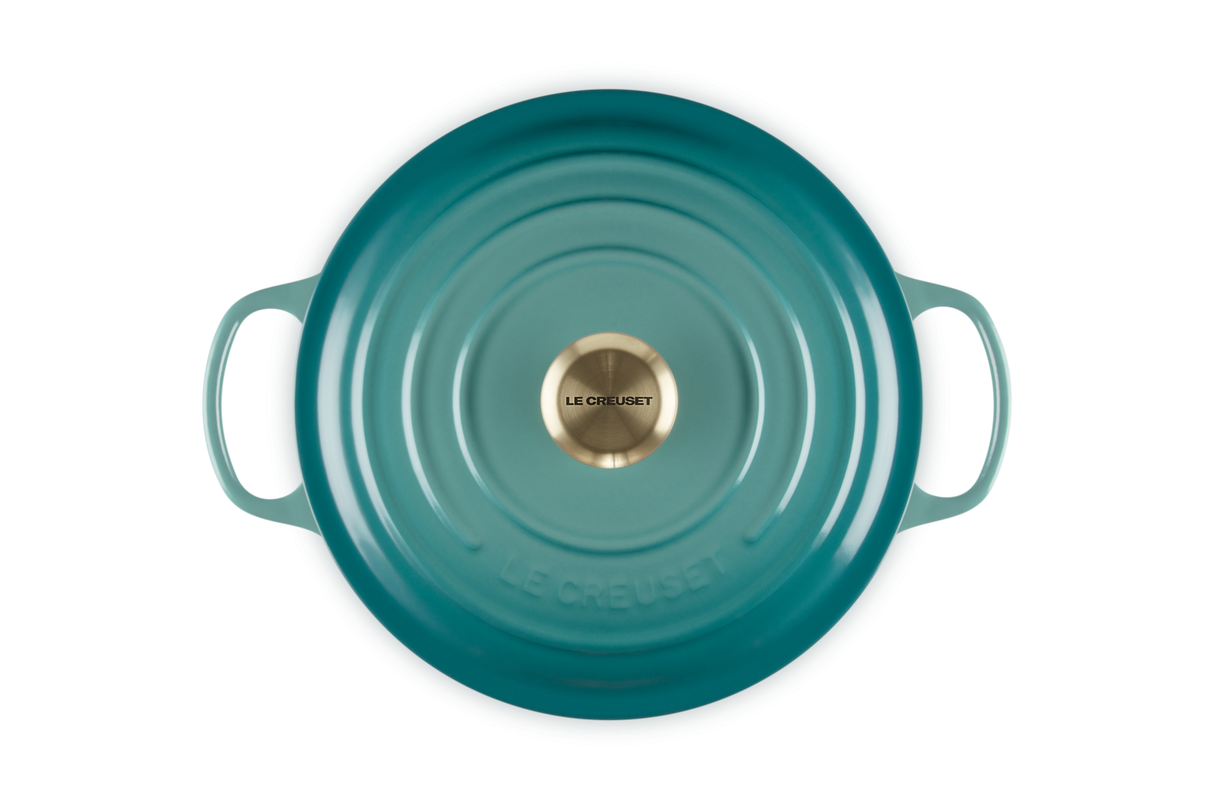 Le Creuset Signature 26cm Cast Iron Round Casserole - Bleu Riviera | 21177260994450