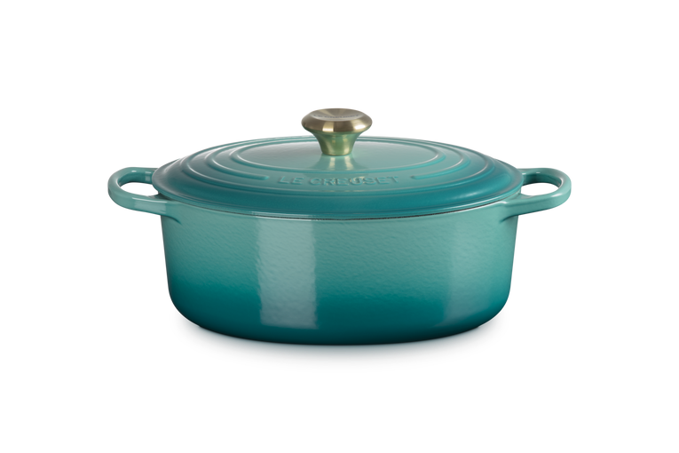 Le Creuset Signature 29cm Cast Iron Oval Casserole - Bleu Riviera | 21178290994450