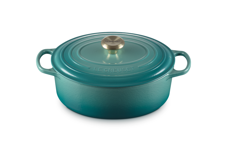 Le Creuset Signature 29cm Cast Iron Oval Casserole - Bleu Riviera | 21178290994450
