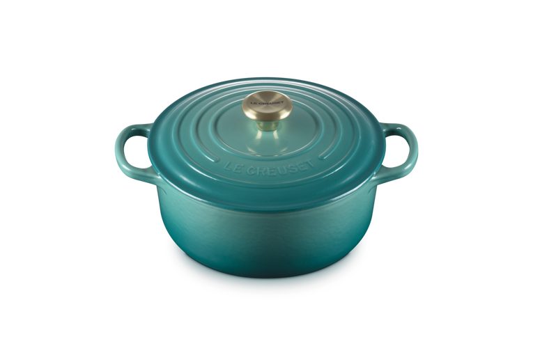 Le Creuset Signature 20cm Cast Iron Round Casserole - Bleu Riviera | 21177200994450