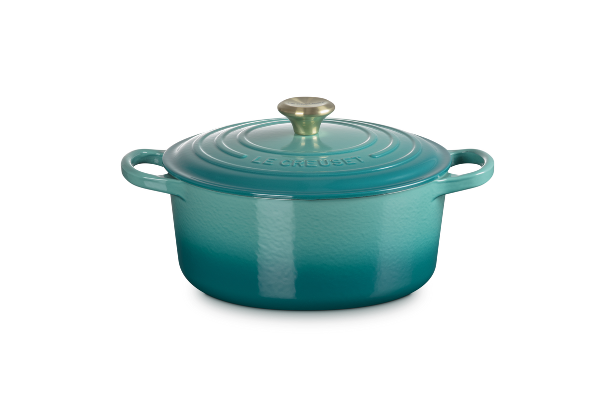 Le Creuset Signature 22cm Cast Iron Round Casserole - Bleu Riviera | 21177220994450