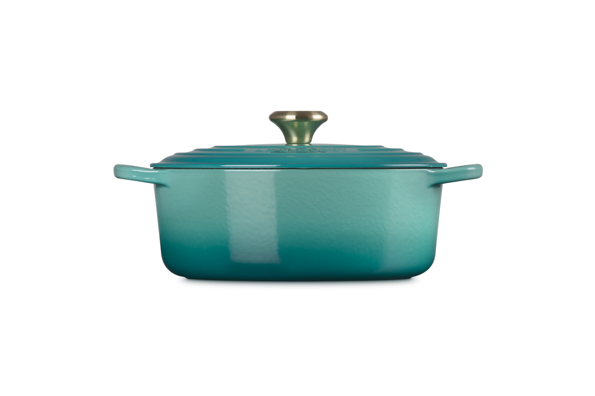 Le Creuset Signature 27cm Cast Iron Oval Casserole - Bleu Riviera | 21178270994450