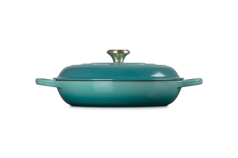 Le Creuset Signature 30cm Cast Iron Shallow Casserole - Bleu Riviera | 21180300994450
