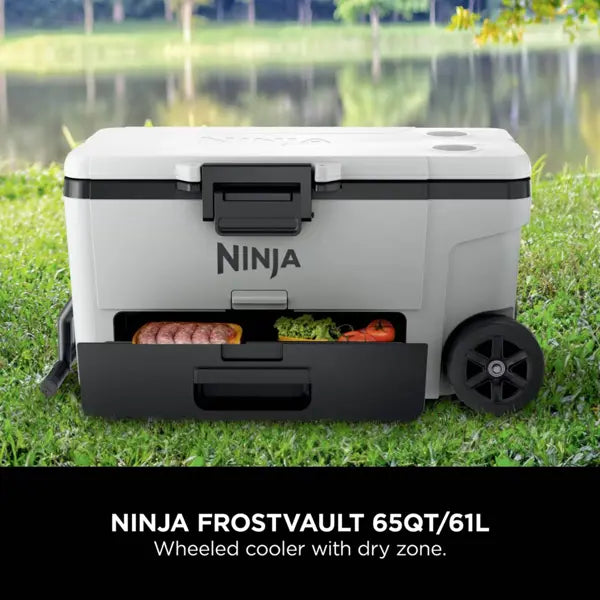 Ninja FrostVault 65QT/61L Wheeled Cooler with Dry Zone - Cloud White | FB265EUUKWH
