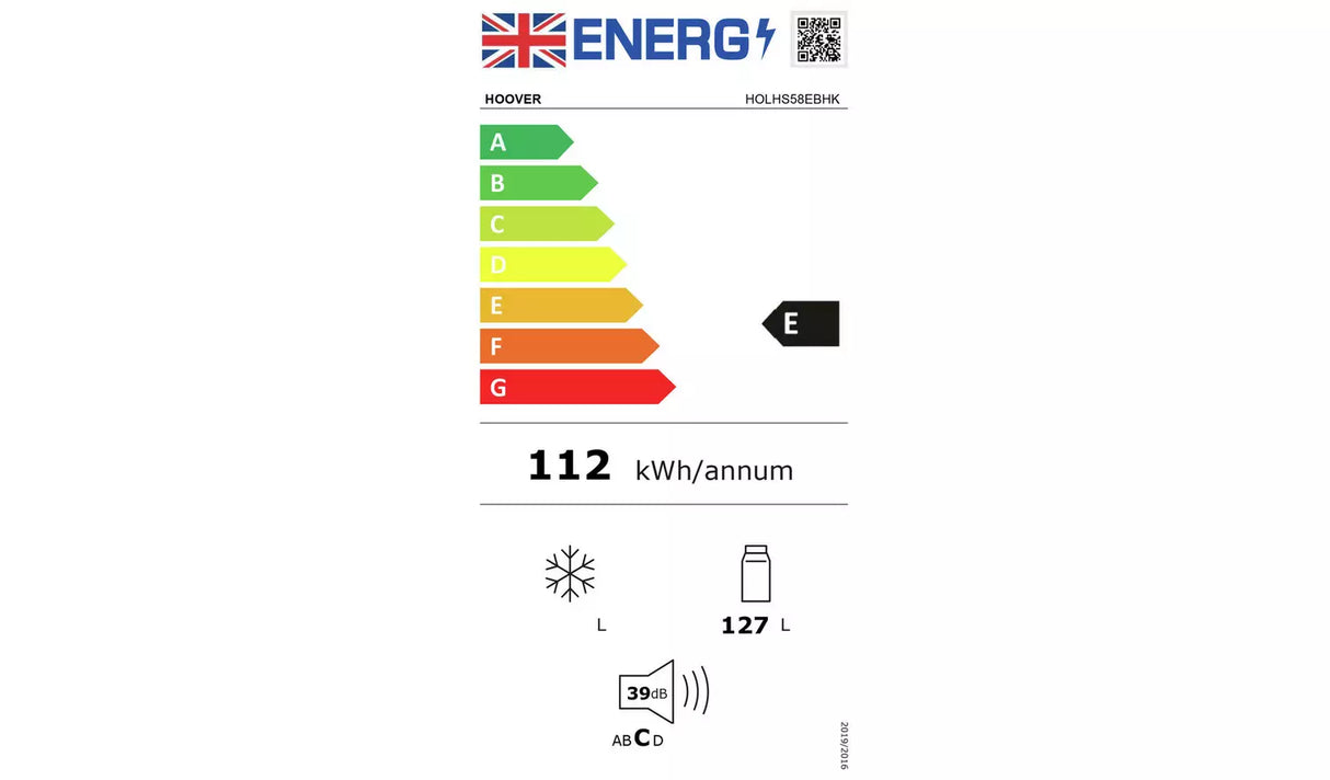 Hoover Undercounter Fridge Black HOLHS58EBHK