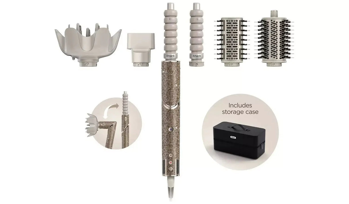 Shark FlexStyle Sparkle Limited Edition 5-in-1 Air Styler & Hair Dryer Gift Set – Gold Diamond | HD446JSUK