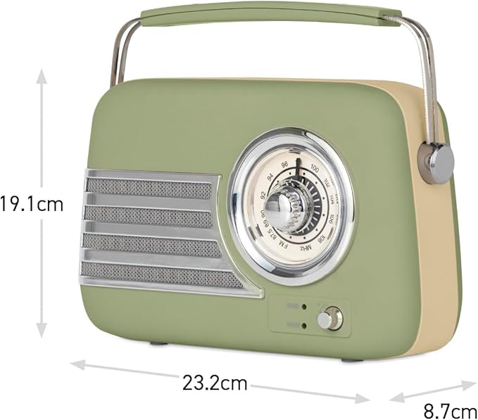 iTek AM/FM Vintage Radio With Bluetooth - Sage | I60028SAG