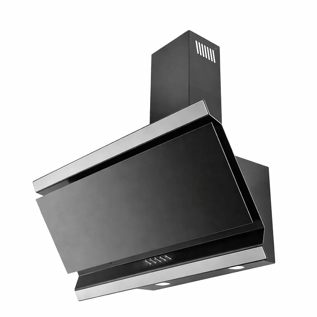 Luxair ISON 90cm Angled Cooker Hood - Black Glass | LA-90-ISON-BLK