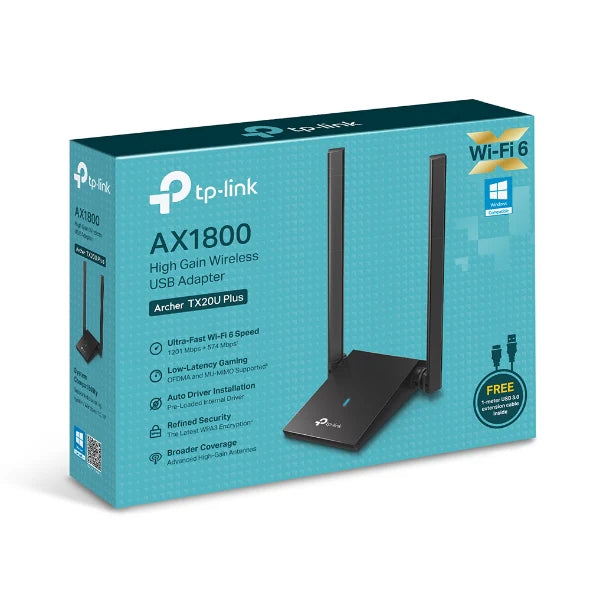 TP Link AX1800 Dual Antennas High Gain Wireless USB Adapter | ARCHERTX20UPLUS