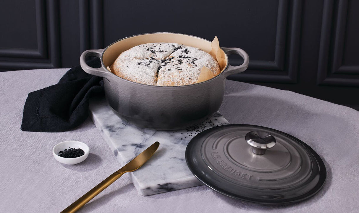 Le Creuset Signature 26cm Cast Iron Round Casserole - Flint | 21177264442430