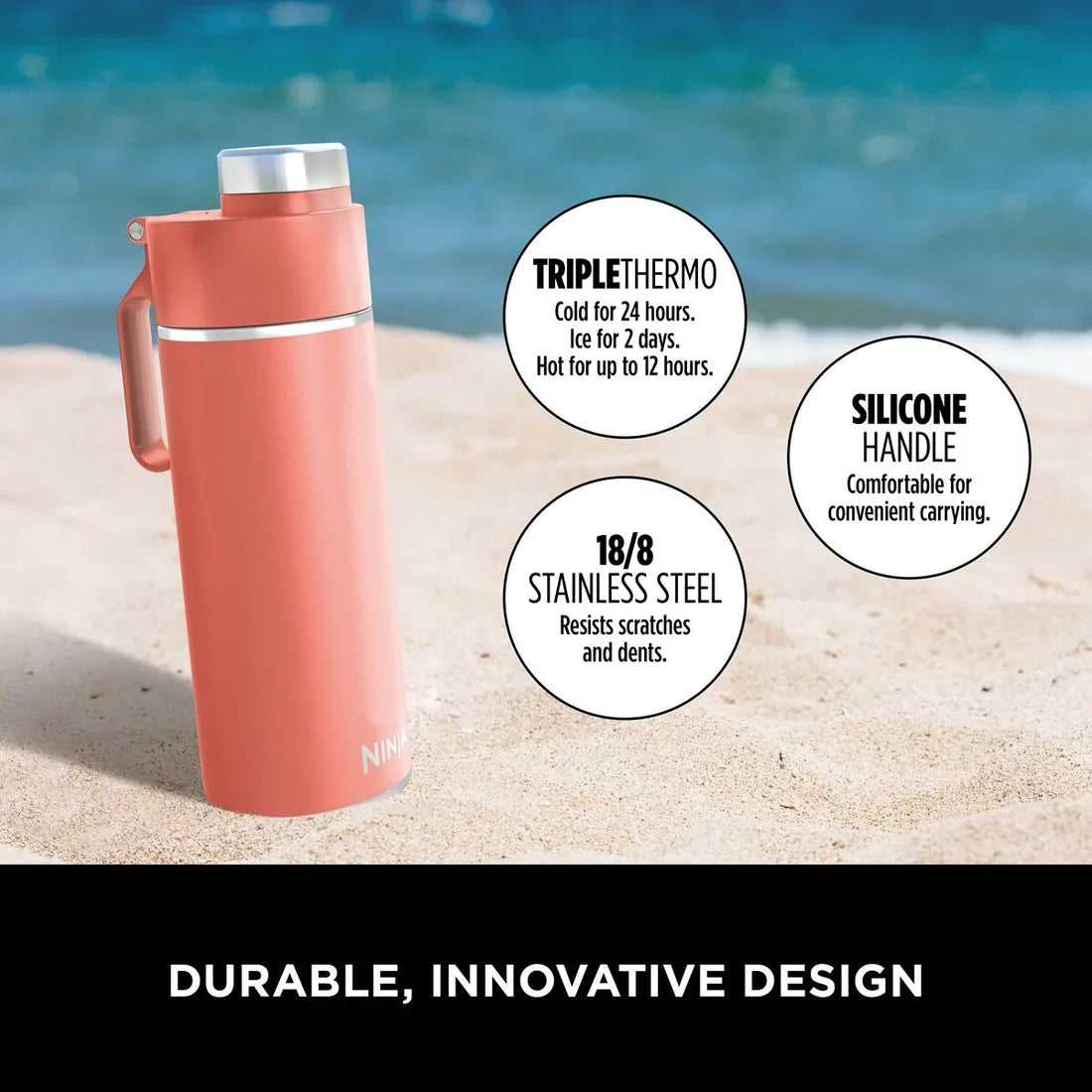 Ninja Thirsti 530 ml Travel Bottle – Coral | DW1801EUUKPE