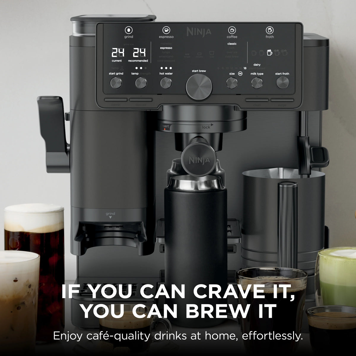 Ninja Luxe Café Pro Espresso Machine - Black on Black | ES701UKBK2