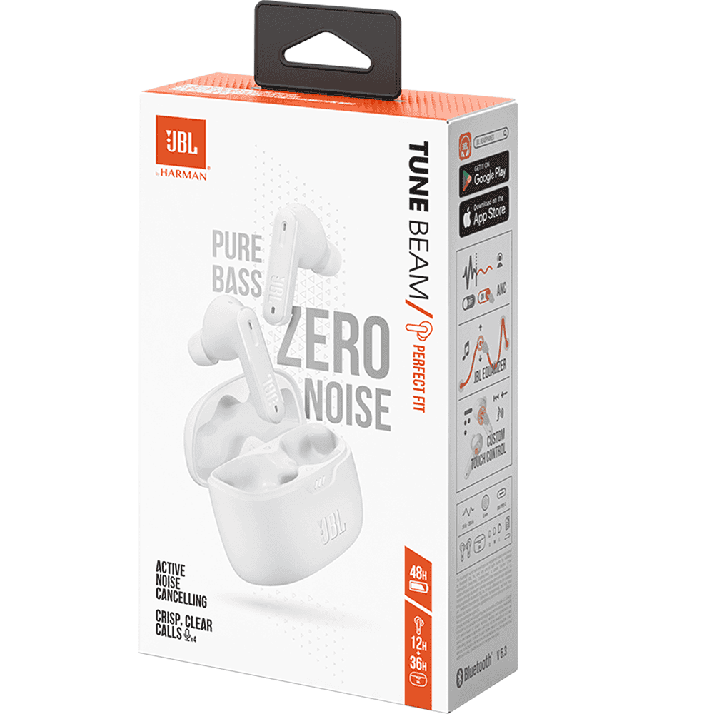JBL Tune Beam Wireless Earbuds - White | JBLTBEAMWHT
