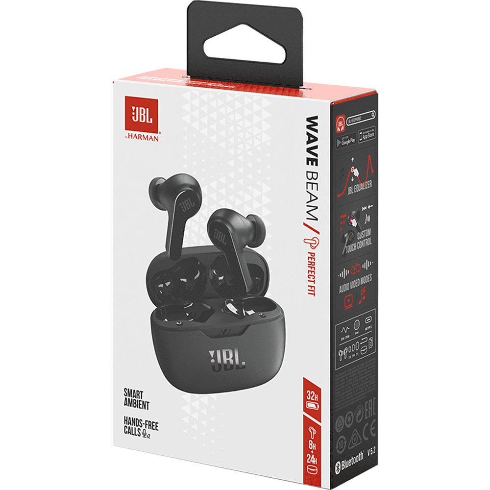 JBL Wave Beam Wireless Earbuds - Black | JBLWBEAMBLK