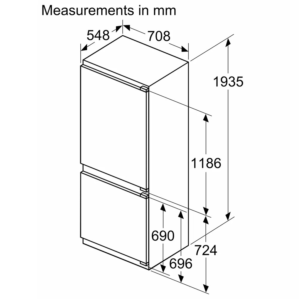 Bosch Series 4 Integrated 70/30 70cm Fridge Freezer KBN96VFE0G