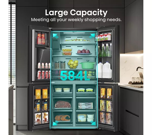 Hisense PureFlat American-Style Smart Fridge Freezer - Black S/Steel | Non-Plumbed | RQ760N4SBFE