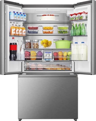 Hisense fridge freezer, interior shelving and drawers