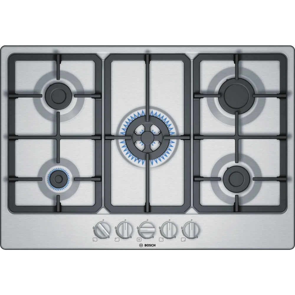 Bosch Series 4 75cm Gas Hob Brushed Steel PGQ7B5B90