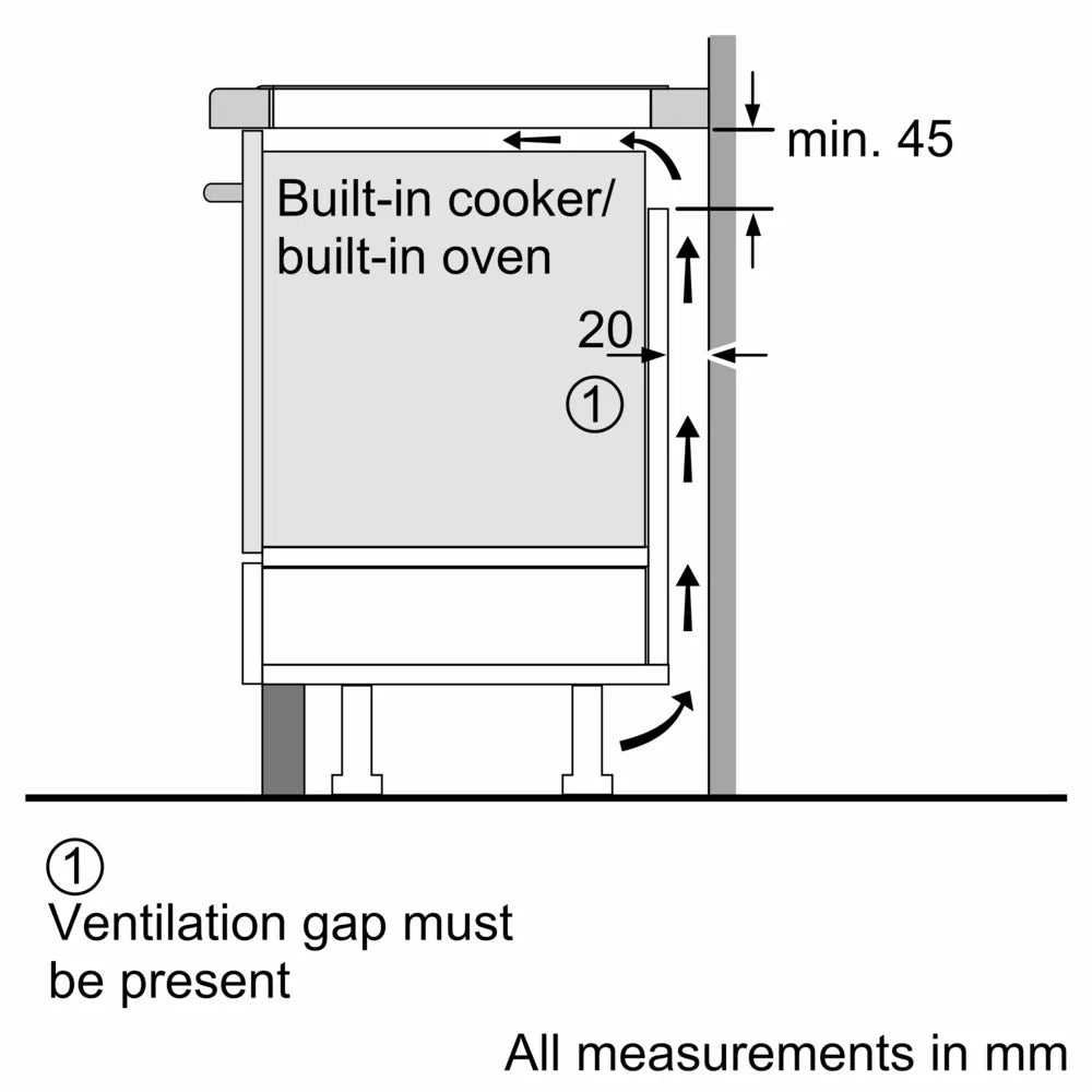 Bosch Series 6 induction hob, dimensions diagram