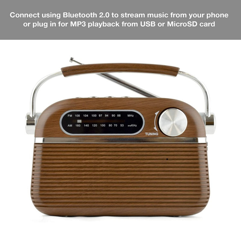 Lloytron 2 Band Vintage Rechargeable Portable Radio N6403WD