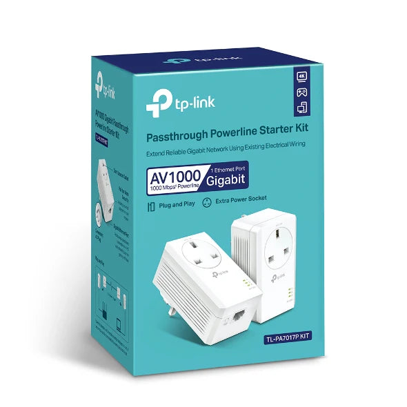 TP Link Gigabit Passthrough Powerline Starter Kit | TL-PA7017PKIT