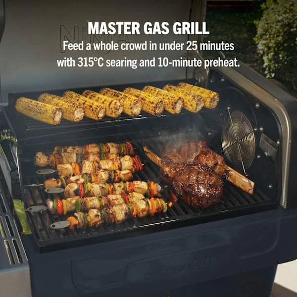 Ninja FlexFlame Gas BBQ & Outdoor Cooking System - Blue & Gold | PG301UKBL
