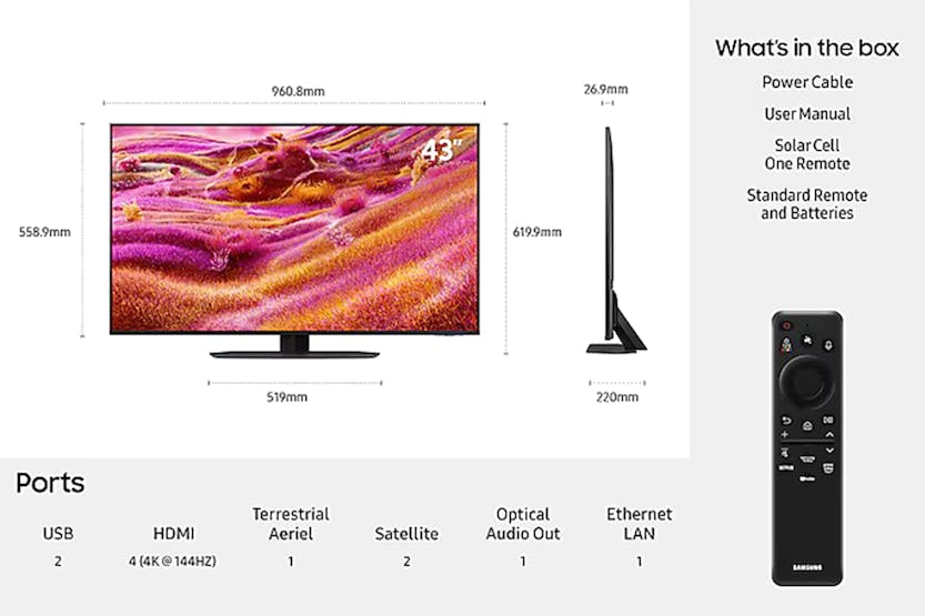 Samsung QN90F 43" 4K HDR Neo QLED Smart TV (2025) | QE43QN90FATXXU