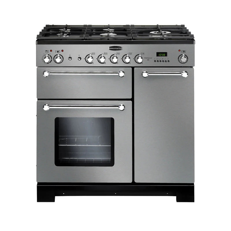 Rangemaster Kitchener 90cm All Gas Range Cooker - Stainless Steel & Chrome | KCH90NGFSS/C