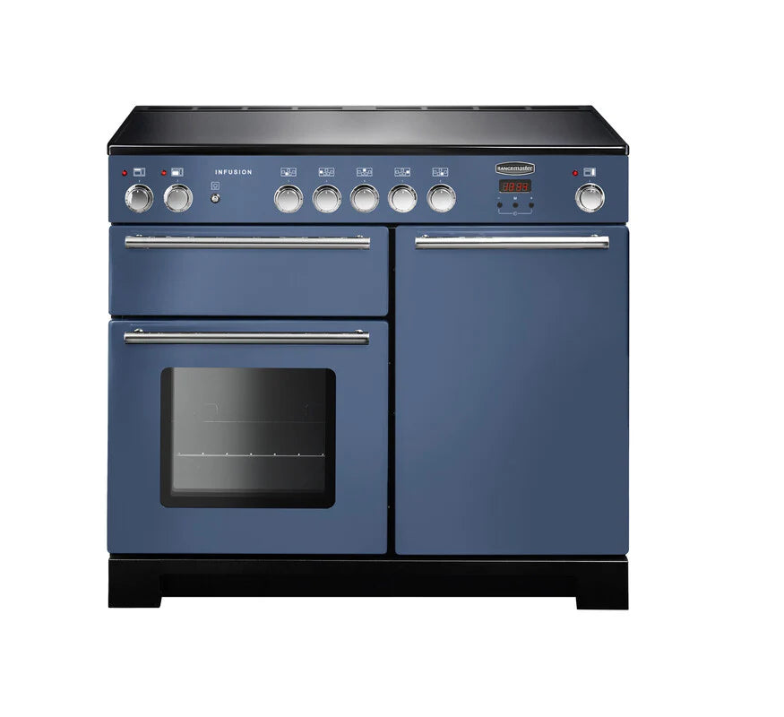 Rangemaster Infusion 100cm Induction Range Cooker - Stone Blue & Chrome | INF100EISB/
