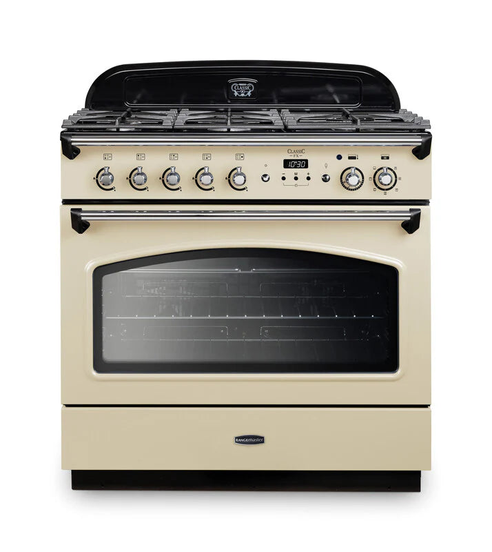 Rangemaster Classic FX 90cm Dual Fuel Range Cooker - Cream & Chrome | CLAS90FXDFFCR/C