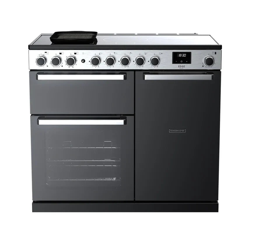 Rangemaster Edge 100cm Induction Range Cooker - Glossy Black & Chrome | EDDL100EIGBLK/CM1
