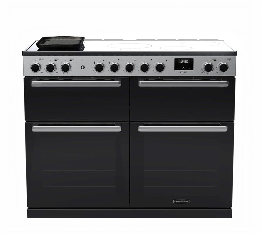 Rangemaster Edge 110cm Induction Range Cooker (Slow Cook) - Glossy Black & Chrome | EDDLB110EIGBLK/CM1