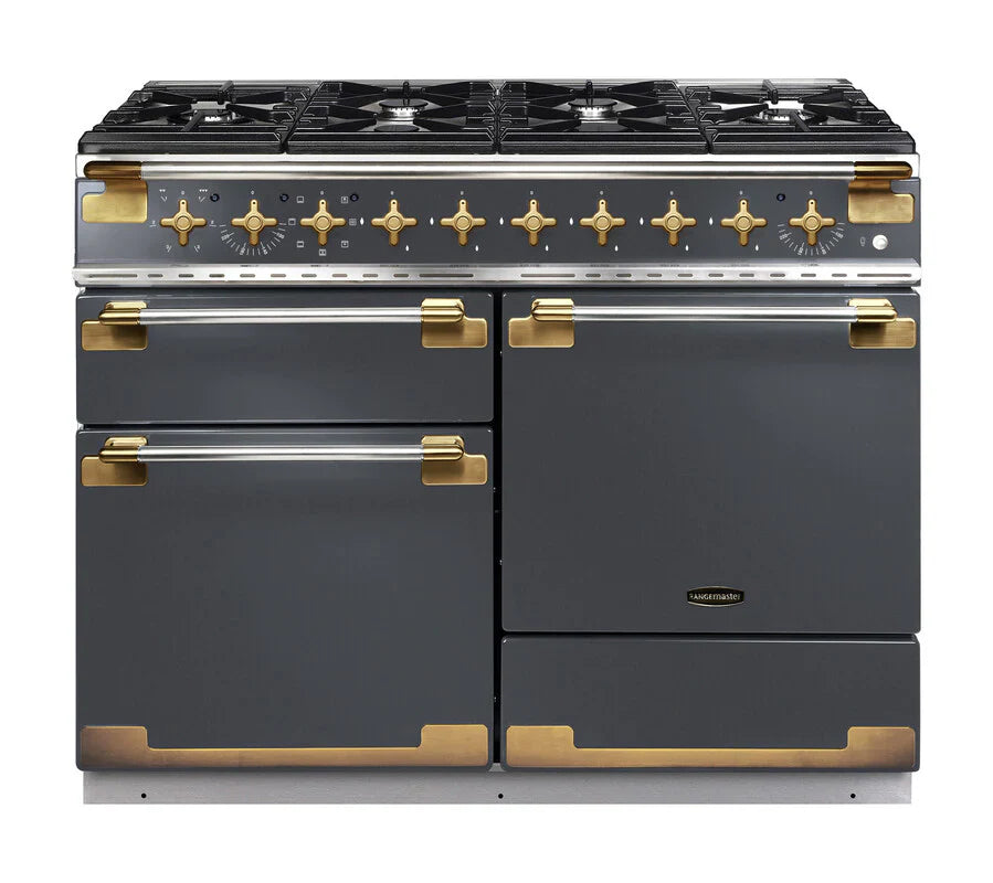 Rangemaster Elise 110cm Dual Fuel Range Cooker - Slate & Brass | ELS110DFSL/AB